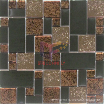 Copper Color Rose Pattern Stainless Steel with Glass Mosaic (CFM904)